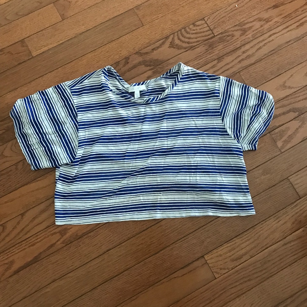 Cute slouchy semi-sheer striped crop top